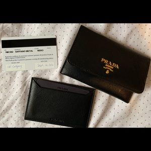 Prada Leather Card Holder Black